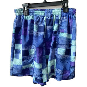 Vintage 90s Lily's Of Beverly Hills Women's S Tennis Shorts Blue Geometric Run